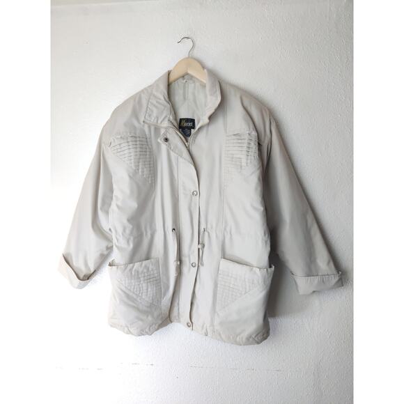 Mariel Vintage Women's White/Gray Cotton Blend Full Zip Snap Jacket Size 16W - Picture 1 of 8